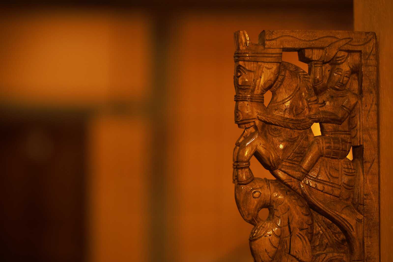 Traditional carved wood detail in the villa